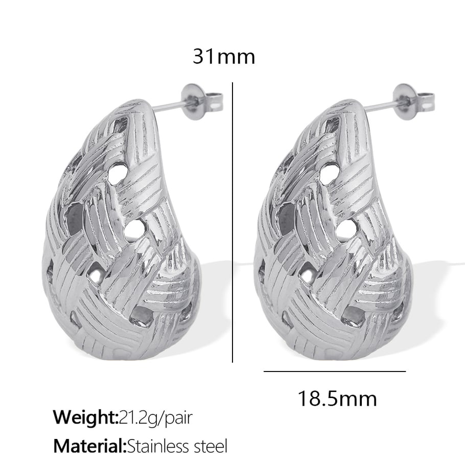 1 pair simple series simple droplet stainless steel gold plated women stud earrings